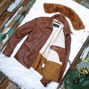 Solding production and sale [Living Mao Ling Daily] Soft and waxy -like fogwax cowhide cotton cotton warm leather leather jacket
