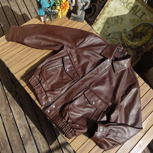 
Only 109 pieces of caramel brown Argentinian cowhide neutral retro oversized men and women wear genuine leather jackets for couples