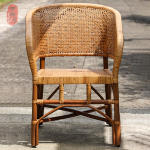 
Pure rattan leather handmade natural genuine rattan chair elderly chair single back chair Taishi chair leisure office chair balcony rattan chair