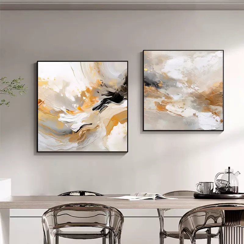 北欧现代风格抽象画纯手绘高级感装饰画客厅玄关挂画70