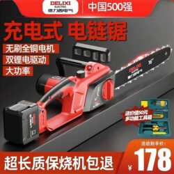 Delixi Electric Rechargeable Lithium Electric Saw for Home Use, Small Handheld Saw for Cutting Firewood, Outdoor Logging Saw, High-Power Woodworking Saw