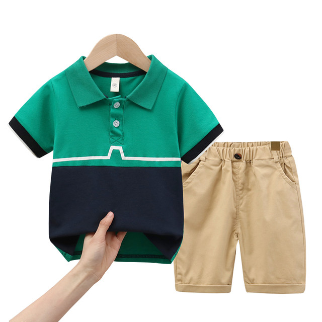 Boys summer suit children's sportswear baby short-sleeved POLO shirt ...