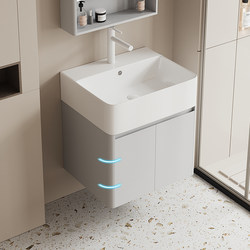 Arc-Shaped Small Apartment Stainless Steel Honeycomb Aluminum Bathroom Cabinet Combination Ceramic Basin Toilet Washbasin Cabinet