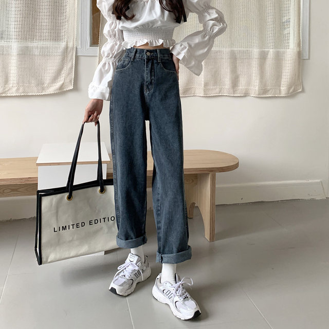 17q3 Korean wool-blend wide-leg trousers with elastic waist main image 0