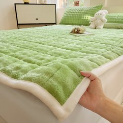 Rabbit Fur Plush Milk Velvet Mattress Pad Winter Warm Fleece Tatami Thickened Coral Fleece Bed Sheet Machine Washable