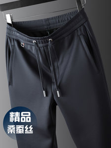 
Mulberry silk anti-wrinkle pants men's spring and autumn sports pants men's casual pants loose straight men's pants summer thin