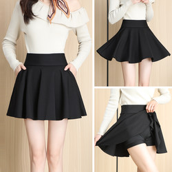 Women's Skirt 2026 Spring New High-Waisted Puffy Skirt A-Line Pleated Skirt Elastic Waist Black Short Skirt Large Hem Skirt