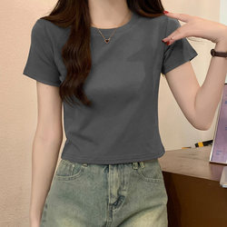 2026 New European Style Short-Sleeved T-Shirt for Women, Summer Slim-Fit Cotton Short Top, Half-Sleeve Slimming Top