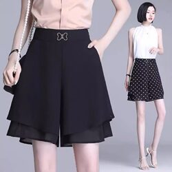 Chiffon Wide-Leg Shorts for Women, Summer Thin Style, Petite New Model 2026, Popular Casual High-Waisted Slimming Drapey Culottes