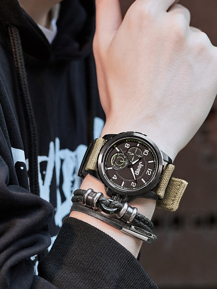 Jeep Men's Canvas Quartz Watch Jpw646 Waterproof Casual