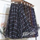 
Early autumn retro plaid mesh skirt for women 2025 autumn new high-waist slim big swing mid-length skirt