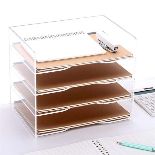 Organizador De Escritorio Vertical Transparente - Estante Para Archivos, Libros, Cosméticos, Ampliable Y De PET Resistente