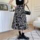 Large size irregular tie dyeing skirt female summer design sense niche font hip skirt ink print cover long skirt