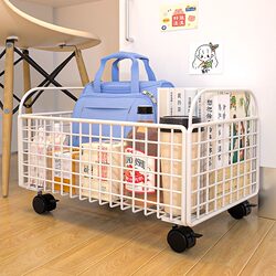 Under-Desk Storage Basket, Small Trolley, Book Storage, Student Backpack Storage Basket, Workstation Movable Pulley Under-Desk Storage Rack