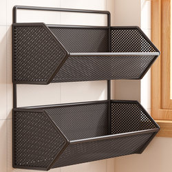 Kitchen Storage Rack, Ginger and Garlic Storage Basket, Wall-Mounted, No-Drill, Multifunctional Vegetable Basket, Seasoning Box, Hanging Basket, Magic Tool