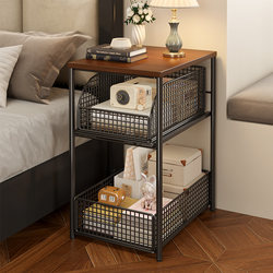 Bedside Table for Home Use, Bedroom Storage Rack, Small and Versatile, Alternative to High-End Luxury Small Cabinets, Movable Bedside Cabinet