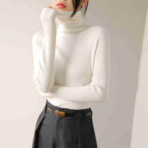 
turtleneck sweater for women 2025 autumn and winter new long-sleeved sweater slim and thin, age-reducing solid color base shirt for women