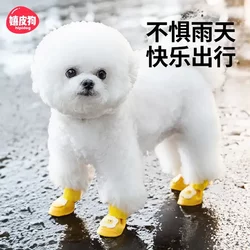 Pet Rain Boots, Wear-Resistant Dog Shoes, Waterproof and Anti-Dirty, Bichon Frize Small Size Dogs Puppy Shoe Covers, Rain-Proof Travel Shoes 8158