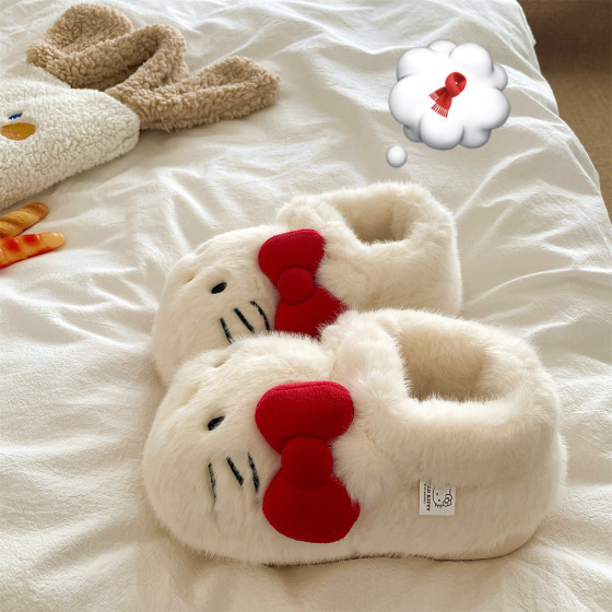 
Toffee kt cat~! Soft and cute ins cute bag and cotton slippers for women to wear thick-soled snow boots and plush slippers