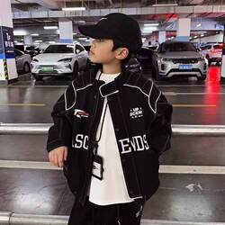 Boys' Spring and Autumn New Stylish Loose Motorcycle Sports Jacket 2026 New Trendy Top for Older Children