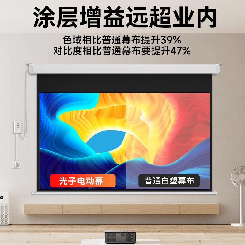 JIMI NUT 프로젝션 커튼 전기 광자 방지 라이트 커튼 DANGBEI BENQ EPSON 홈 벽걸이형 100인치 120인치 초고화질 자동 음성 리모콘 리프팅 벽걸이형 프로젝터 커튼 -