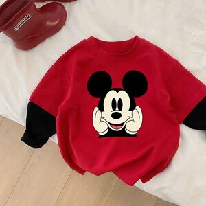 
Boys and girls ins trendy fake two-piece T-shirt long-sleeved 2025 spring and autumn new Korean style baby tops color matching bottoming shirt