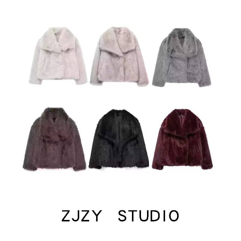 ZR 欧美风ZA女装法式小众人造皮草效果短款外套4360240 712-Taobao 
