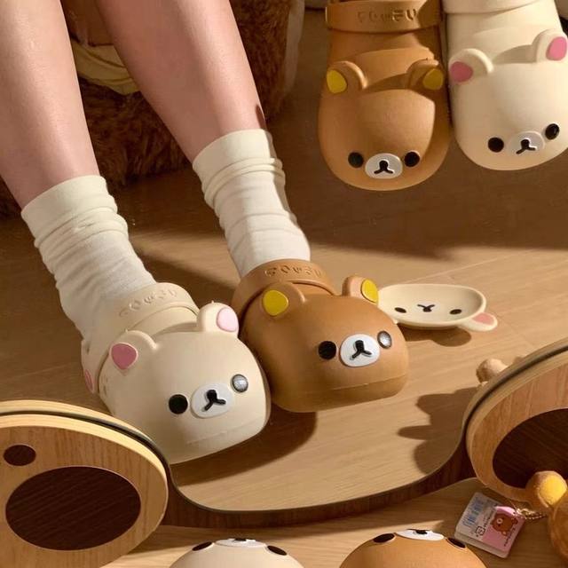 Rilakkuma cave shoes anti-odor and anti-slip little days 2025 creative cartoon three-dimensional slippers Baotou Internet celebrity girl heart