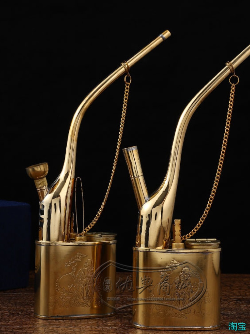 熱い販売 Tae Kim Brass Rod Tobacco Filter Water Curved - Pipe Hookah 工芸品