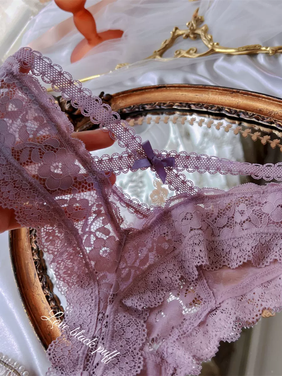 罗马尼亚玫瑰 出口欧美高质感紫色蕾丝交叉绑带性感t裤丁字裤女