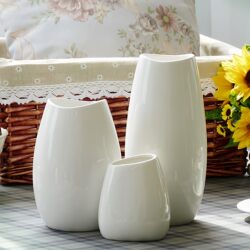 Jingdezhen Ceramic Vase Decoration for Living Room Flower Arrangement, Modern Simple White High-End Dining Table Hydroponic Fresh Flowers