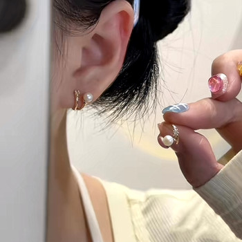 
French pearl diamond-inlaid pearl earrings for women for summer earrings for women in 2025 new hot niche design high-end