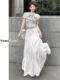 Hong Kong -style high -waist skirt female spring and autumn large size fat MM half skirt A -line cake long skirt artistic sense desire skirt ins