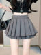 Design-sensual double-layer pleated half-body skirt for women 2025 new summer high-waisted super fire anti-exposure A-line cake skirt
