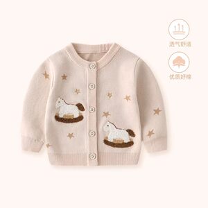 
Baby sweater knitted cardigan men's and women's baby knitted sweater coat sweater thickened 2026 new pony spring autumn winter