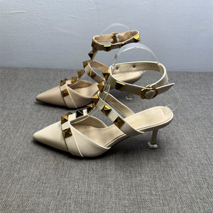 
Broken code clearance processing summer rivet sandals for women's pointed toe bag and thin heels versatile European and American fashion high heels