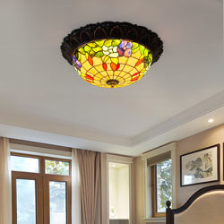American Retro Romantic Bedroom Ceiling Lamp Round Lamp Decoration New Chinese Style Light Luxury Living Room Study Balcony Ceiling Lamp