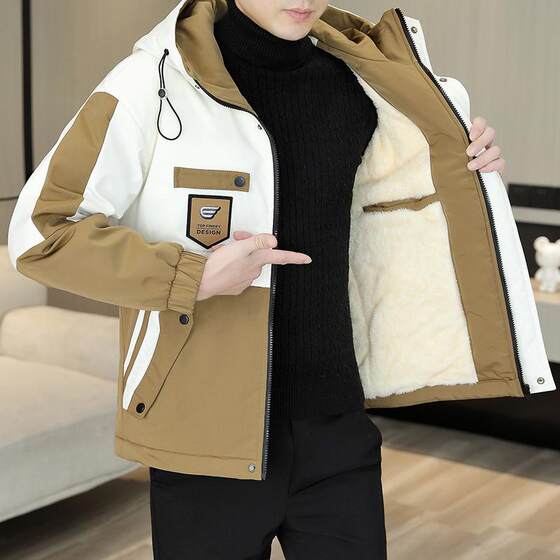 Thickened men's cotton coat in autumn and winter trend Korean version hooded cotton jacket men's jacket casual loose men's cotton jacket
