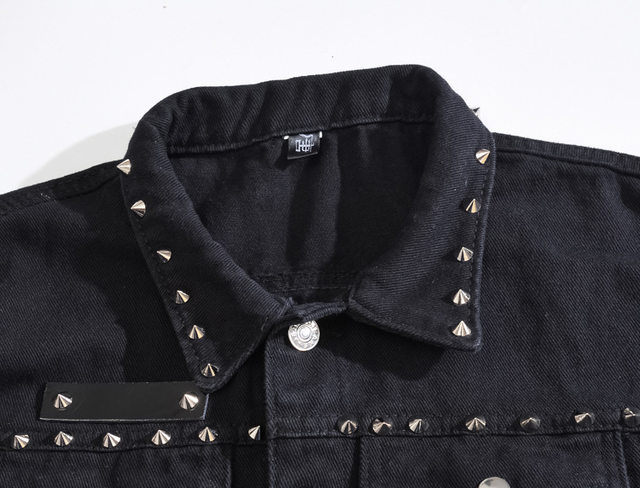 Veste En Jean Sans Manches Pour Hommes - Style Punk Avec Rivets, Coupe Décontractée