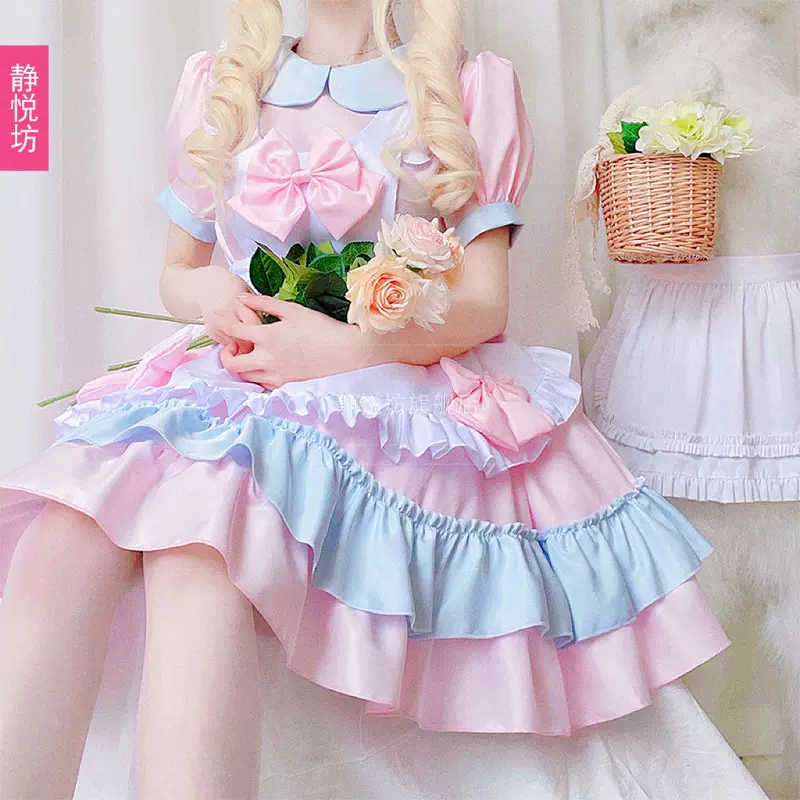 日本女僕裝cosplay動漫服裝粉藍軟妹蘿莉洋裝cos服lolita公主裙-Taobao