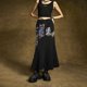 Tuogu trendy brand black fishtail skirt for women with hips and high waist 2025 autumn and winter new long slim printed skirt