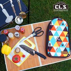 Export Korean outdoor cookware set picnic kitchen utensils portable 201 stainless steel 7-piece handbag picnic bag