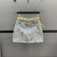 
Retro printed denim skirt for women in 2025 summer new versatile high-waisted slim hot girl A-line hip short skirt