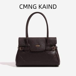 Cmng Kaind Genuine Leather Niche Tote Bag for Women 2025 New High-End Large-Capacity Commuter Shoulder Bag