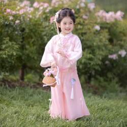 New Style Girls' Hanfu Set for Spring and Autumn 2026, Traditional Chinese Clothing, New Chinese Style, Autumn Children's National Style, Super Fairy-Like Spring and Autumn Tang Suit