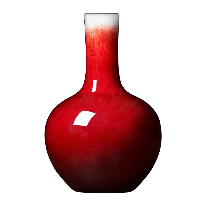 中国古美術品 清の時代 郎窯紅 天球瓶 花瓶 高さ約33cm 【公式通販】
