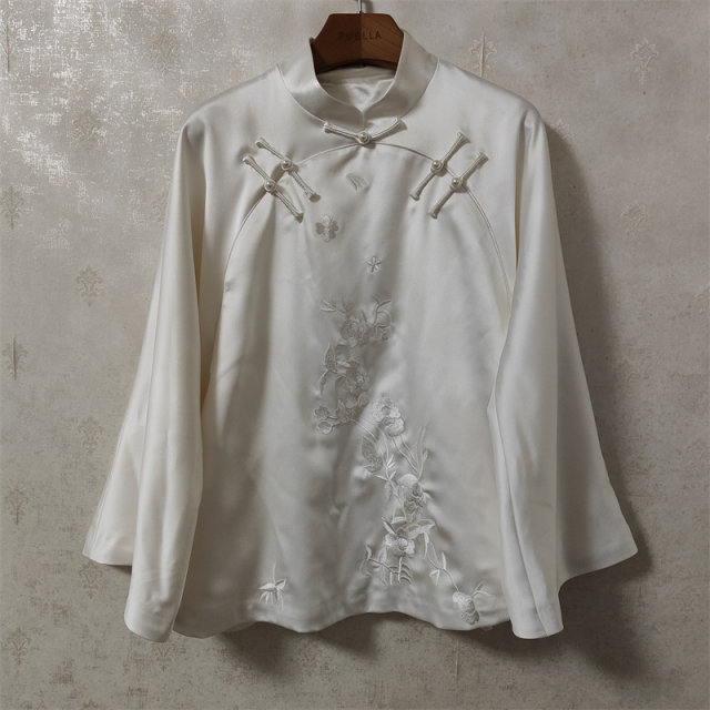 Taoxifang original imported soft satin solid color embroidery Chinese ...