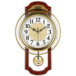 European Retro Swing Wall Clock, Simple and Stylish Wall Clock for Living Room, Silent Quartz Clock for Bedroom, Modern Clock