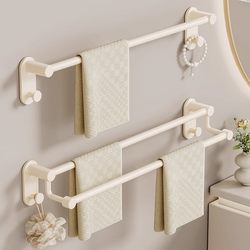 French-Style Towel Rack, No-Drill Bathroom Towel Hanging Rod, Bath Towel Storage Rack, Integrated Towel Rack, High-End