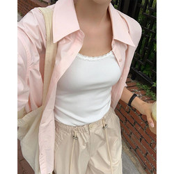 Gentle Pink Age-Reducing Versatile Casual Solid Color Loose Shirt for Women, Long-Sleeved Pure Cotton Unique Fashionable Elegant Shirt